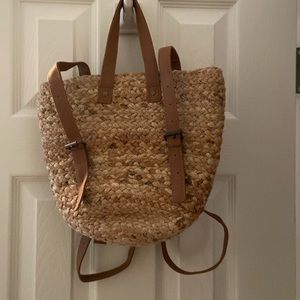 XIX Palms Shorebreak Cooler Bag Purse Convertible Backpack Tan Rattan Straw Jute
